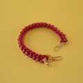 Short 40cm woven rose red rope and gold chain bag strap with lobster clasps - Improved Version / Burgundy