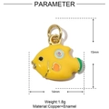 Detailed size chart of yellow fish enamel charm made of copper with dimensions 14x15mm - Yellow Round Fish (3Pcs)