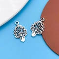 Silver peacock pendant charms with hollow design and hanging ring for DIY jewelry making - 1pc Antique Silver Peacock 12x19mm