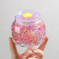 Barattolo di elastici per capelli colorati ad alta elasticità con motivi a strisce per donna - Barattolo / 4# Colori Trasparenti (1000 Pezzi)