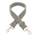 Adjustable black and white jacquard woven purse strap with gold metal swiveling hooks - Style B Army Green