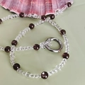 DIY phone chain with transparent and deep purple beads and a silver metal ring connector - Transparent Gray (Silver Buckle)