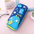 3D cartoon dinosaur stationery case in blue EVA material with embossed Luck pattern - Dinosaur Hugging Star