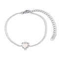 Silver stainless steel bracelet with heart-shaped opal pendant and 18K gold hallmark - Heart Artificial Opal Bracelet Silver Blue
