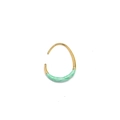 Detail of 18K gold titanium steel U-shaped hoop earring with green marble enamel finish - 24*18mm / Half Wrap Style / Green