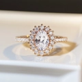 Rose gold moissanite ring with oval cut center stone and halo setting for women - US 5 / Oval Halo 1ct-Rose Gold