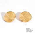 Vintage 18K gold plated stainless steel 30mm round stud earrings with hammered texture - E664-14(Round Hammered)