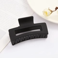Minimalist matte black rectangular hair claw clip with geometric cutout design - Black Rectangular Matte(FJ248)