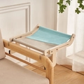 Solid wood cat window perch with blue canvas bed for indoor cats hanging on a chair - Upgraded Style A / Grey Blue