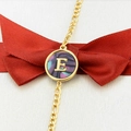 18k gold plated bracelet featuring round abalone shell with golden letter E pendant - Letter E