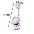 Titanium belly button ring featuring iridescent opal cluster and synthetic zircon inlay - Purple Opal (T2541-3)