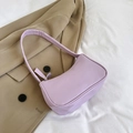 Minimalist light purple faux leather baguette shoulder bag with smooth finish - Purple