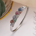 Pulsera plateada con circonitas de colores en forma de hoja con diseño retro de lujo - Plateado