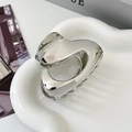 Minimalist glossy silver metal hair claw clip with modern hollow curved design - Irregular Ball / Silver