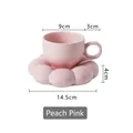 Juego de taza de café de cerámica rosa melocotón y platillo con forma de nube nórdica - Rosa Melocotón / Espuma + Caja