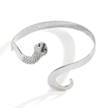 Exaggerated silver snake-shaped open arm cuff with realistic scale textures - Antique Silver