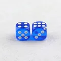 DIY jewelry pair of transparent blue acrylic dice pendants with metal rings - Dark Blue