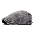 Verstelbare donkergrijze gewassen denim pet met vintage metalen gesp aan de zijkant - donkergrijs