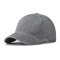 Grey washed cotton baseball cap with short brim and vintage minimalist workwear style - Adjustable / Gray
