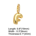 Detailed size specifications for gold letter F pendant showing height 19mm and width 8mm - Gold - Letter F