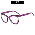 Cat eye blue light blocking glasses in purple transparent frame with pearl accents - Transparent Purple