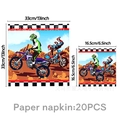 Dettaglio tovaglioli motocross che mostra misure 33 cm aperto e 16,5 cm piegato - Tovaglioli di carta 20 PCS