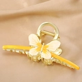 Golden metal butterfly hair claw clip with yellow enamel and a gradient finish - Yellow Butterfly-AY12-1