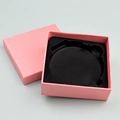 Elegant square pink jewelry gift box with textured finish and black velvet interior lining - Hollow Mirror Packaging Box / Pink