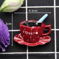 Miniature red espresso cup with white polka dots and tiny ladybug detail, 4.3cm wide - Without Magnet / Wine Red Espresso Cup