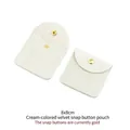 Beige velvet jewelry pouch with gold snap button, 8x8cm storage bag for small accessories - Velvet/Gold Snap / 8x8cm / Off White