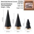Three-piece modern ceramic Christmas tree set in black and gold minimalist finish - Set of 3 (Black Gold)