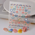 3D heart and floral embossed nail stickers with gold foil details and varied patterns - Colorful Flower Heart Embossed Style (CO-065)