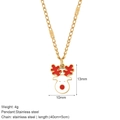 Golden stainless steel reindeer necklace with red enamel pendant and 45cm adjustable chain - Fawn Style (G22)