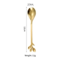 Goldener Kirschblütenlöffel aus Edelstahl mit Blattgriff, 12 cm Länge und 11 g Gewicht - Gold Blatt Löffel