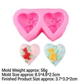 Pink heart-shaped silicone mold with LOVE text and floral patterns for DIY soap making - Double Heart LOVE Rose / Pink
