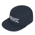 Dark blue flat brim hip-hop cap with white FEWK embroidery and laser-cut side vents - Navy Blue