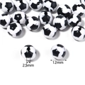 Macro detail of 12mm black and white soccer beads with 2.5mm hole for DIY crafts - Black & White Soccer / 12mm (30 Pieces)