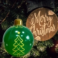 Forest green inflatable Christmas ball with golden tree and star patterns for outdoor decor - Small Christmas Tree