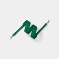Adjustable emerald green leather bag strap with silver-tone metal swivel hooks - Green Webbing with Silver Buckle