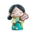 Green resin Tang lady bobblehead ornament with fan and Chinese lucky text - Princess Good Fortune Red