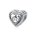 925 sterling silver Cancer zodiac heart charm bead with star details for DIY bracelets - Cancer(PC1736-4)