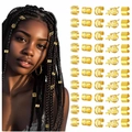 120PCS Gold metal hair braid rings set featuring leaves and hollow cuffs for hair styling - 50PCS (Bag) / Gold