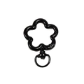 Black metal flower-shaped spring buckle keychain with swivel ring for DIY projects - Lacquer Black