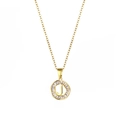18K gold plated necklace featuring a round pendant with letter J and zircon stones - Letter J