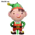 Cartoon Christmas elf foil balloon 96x58cm with red and green uniform and bell hat decoration - Christmas Elf Boy / 96x58cm