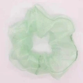 Light green organza scrunchie with pleated texture on a clean neutral background - Light Green