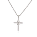 Dettaglio di una collana con ciondolo a croce in argento e zirconi con catena sottile - Argento