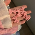 Set of four matte pink bow hair clips with silver metal duckbill clips for styling - Frosted Bowknot (4pcs Set)