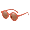 Classic round frame children's sunglasses in coral orange with brown lenses for beach wear - Orange Red Frame