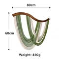 Bohemian woven macrame wall hanging in sage green and cream with curved wood, 80x60cm - 80*60cm / Green